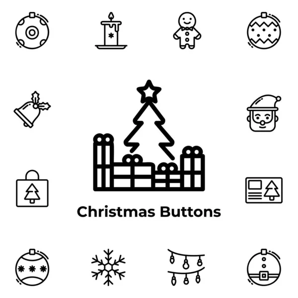 Vector Graphic Christmas Buttons Good User Interface New Application Etc — Stock Vector