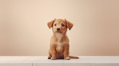 Huzurlu minimalist ortamda sevimli bir köpek