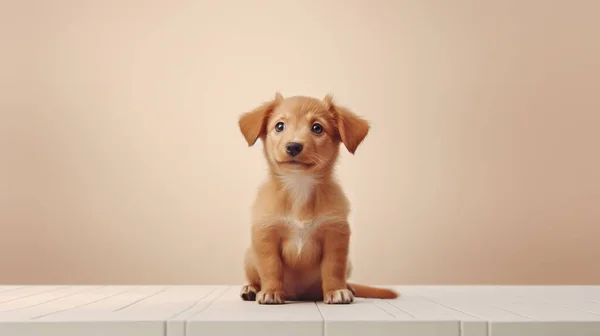 Huzurlu minimalist ortamda sevimli bir köpek