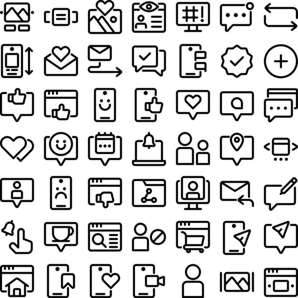 Vector of Social Media Interaction Icon Set. Perfect for user interface, new application