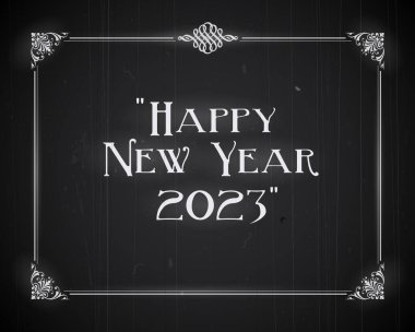 Sessiz film hala ekranda - Mutlu yıllar 2023 tebrik kartı - Düzenlenebilir Vektör EPS10