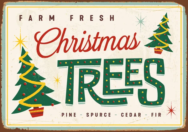 Panneau Métallique Vintage Fram Fresh Christmas Trees Vector Eps10 Les — Image vectorielle