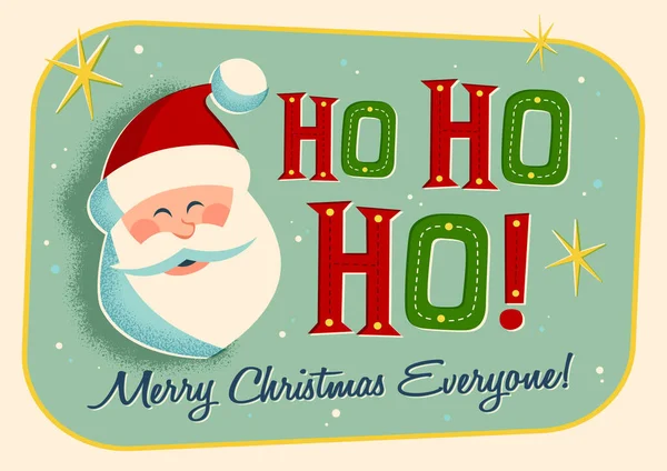 Vintage Mutlu Noeller Kartı Noel Baba Parmak Izi Internet Mesajlarınız — Stok Vektör