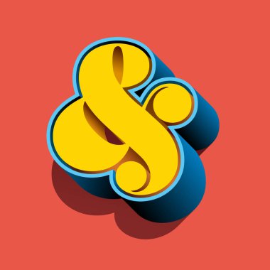 Mercan zemin üzerinde Sanatsal Vektör 3 boyutlu Ampersand sembolü. Vektör EPS10.