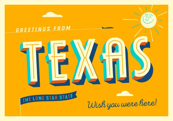 Salutations Texas États Unis Lone Star State Souhaitez Vous Être — Image vectorielle