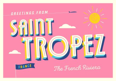Saint-Tropez, Fransa - Fransız Rivierası - Turistik Kartpostal