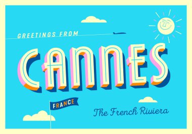 Cannes, Fransa 'dan selamlar - Fransız Rivierası - Turistik Kartpostal