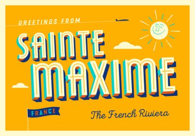 Fransa, Sainte-Maxime 'den selamlar - Fransız Rivierası - Turistik Kartpostal