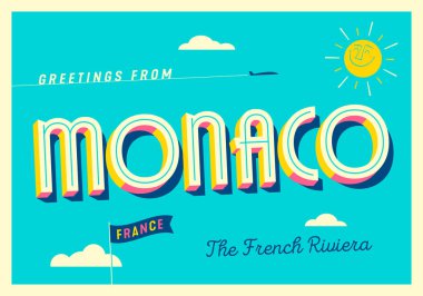 Monako, Fransa 'dan selamlar - Fransız Rivierası - Turistik Kartpostal
