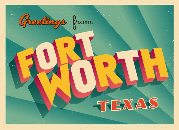 Greetings Fort Worth Texas Usa Wish You Were Here Vintage — Stock Vector