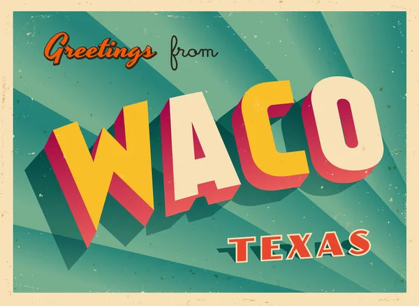 Gratulerer Fra Waco Texas Usa Ønsker Var Her Vintage Turist – stockvektor