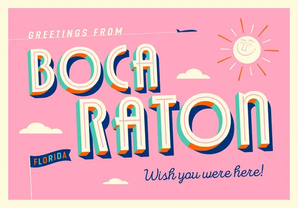 Greetings Boca Raton Florida Usa Wish You Were Here Touristic — Stock Vector