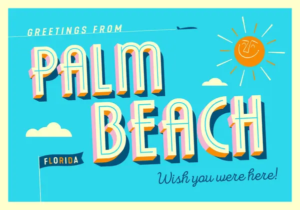 Saluti Palm Beach Florida Stati Uniti America Vorrei Che Fossi — Vettoriale Stock