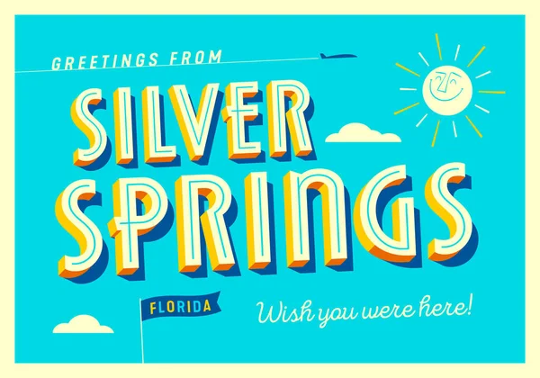 Saluti Silver Springs Florida Stati Uniti America Vorrei Che Fossi — Vettoriale Stock