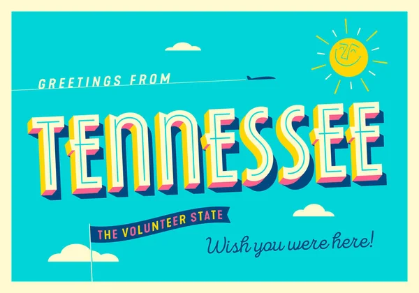 Salutations Tennessee États Unis Volunteer State Carte Postale Touristique — Image vectorielle