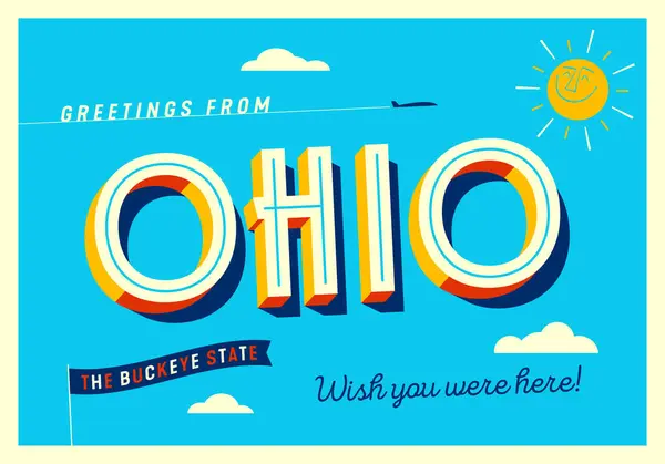 Saludos Desde Ohio Usa Buckeye State Postales Turísticas — Archivo Imágenes Vectoriales