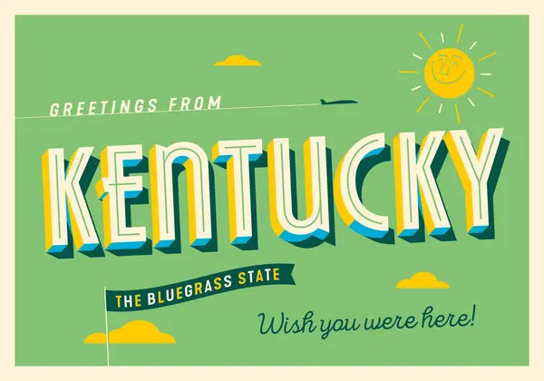 Salutations Kentucky États Unis Bluegrass State Carte Postale Touristique — Image vectorielle