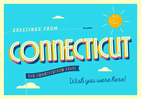 Grüße Aus Connecticut Usa Der Verfassungsstaat Touristische Postkarte — Stockvektor
