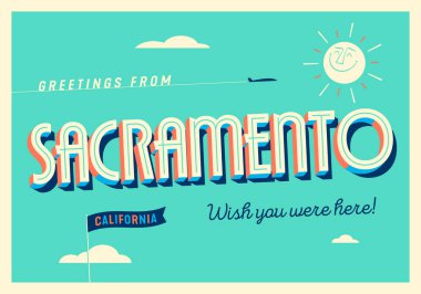 Sacramento, Kaliforniya, ABD 'den selamlar. - Turistik Kartpostal.