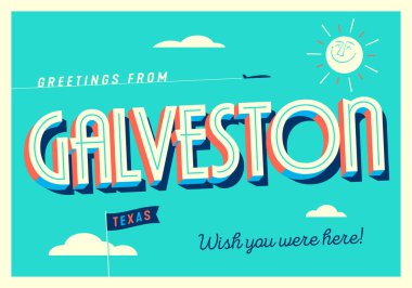 Greetings from Galveston, Texas, USA - Wish you were here! - Touristic Postcard. clipart