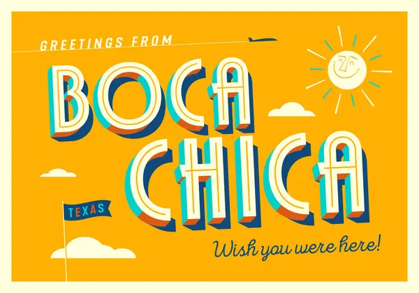 Üdvözlet Boca Chica Texas Usa Bárcsak Itt Lennél Turisztikai Képeslap Stock Illusztrációk