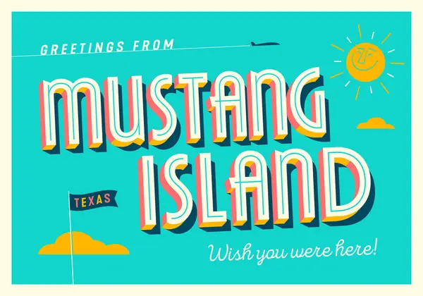 Saludos Desde Mustang Island Texas Usa Ojalá Estuvieras Aquí Postal Ilustraciones De Stock Sin Royalties Gratis