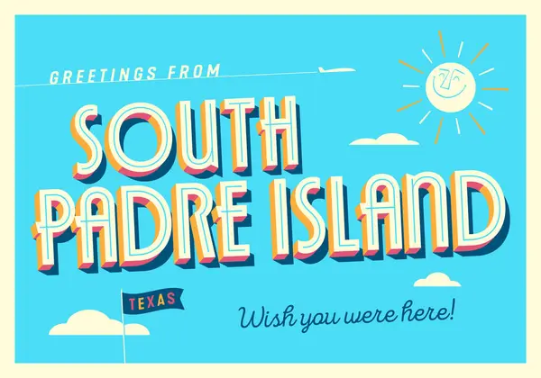 Üdvözlet Dél Padre Islandről Texas Usa Bárcsak Itt Lennél Turisztikai Jogdíjmentes Stock Illusztrációk