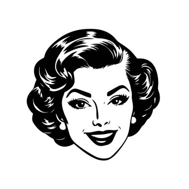 Güzel bir bayanın klasik çizimi. Siyah beyaz ataç sanatı.