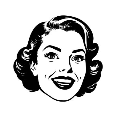 Güzel bir bayanın klasik çizimi. Siyah beyaz ataç sanatı.