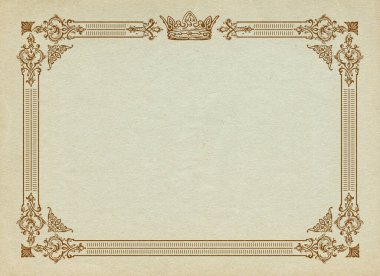 Boş eski kağıt üzerinde Retro sertifika, diploma veya fotoğraf çerçevesi sınırı.