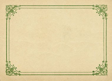 Boş eski kağıt üzerinde Retro sertifika, diploma veya fotoğraf çerçevesi sınırı.