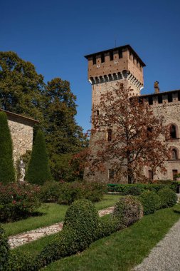 Grazzano Visconti 'nin küçük bir köyü, Piacenza ili, Emilia Romagna
