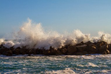 Framura, Liguria İtalya 'da deniz fırtınası