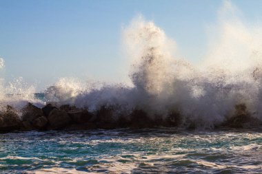 Framura, Liguria İtalya 'da deniz fırtınası