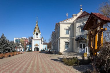 Chisinau 'daki tipik bir Moldova Ortodoks manastırı olan Ciuflea Manastırı manzarası