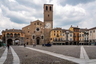 Lodi, Italy, June 2023. Lodi Cathedral and Vittoria square, considered one of the most beautiful squares in Italy