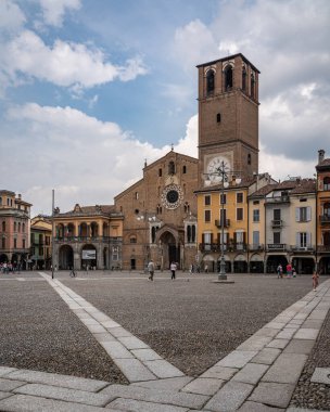 Lodi, Italy, June 2023. Lodi Cathedral and Vittoria square, considered one of the most beautiful squares in Italy