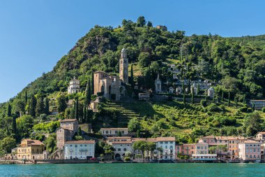 View of Morcote on the Lugano Lake, considered one the most beautiful village in Switzerland