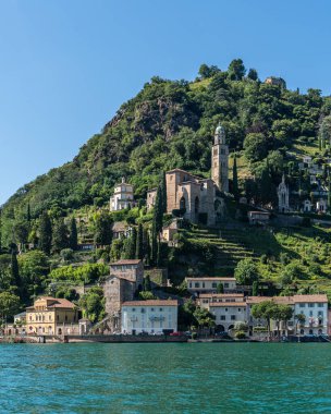 View of Morcote on the Lugano Lake, considered one the most beautiful village in Switzerland