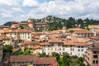 View of Bergamo from the Campanone tower, which offers visitors a breath-taking view of the old town, Lombardy, Italy