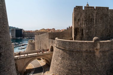 Majestic Dubrownik walls surrounding the old city, and Unesco World Heritage Site, Croatia