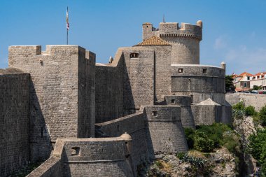 Majestic Dubrownik walls surrounding the old city, and Unesco World Heritage Site, Croatia