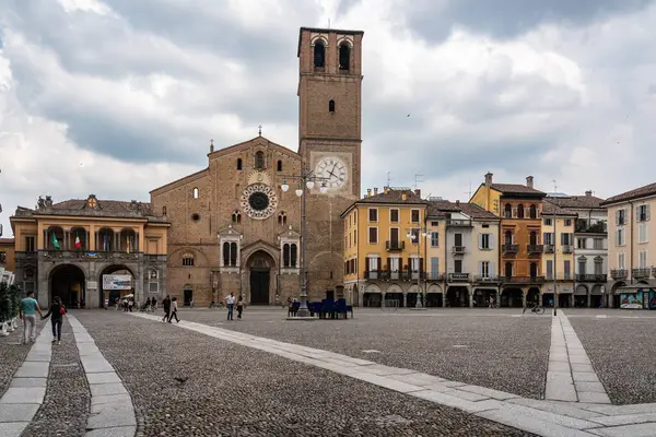 Lodi, Italy, June 2023. Lodi Cathedral and Vittoria square, considered one of the most beautiful squares in Italy
