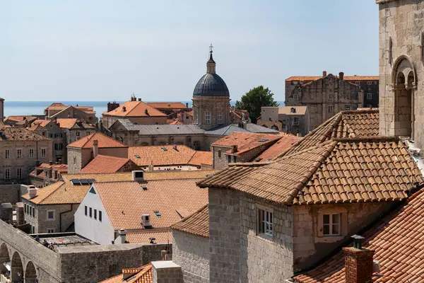 This photo captures a stunning view of Dubrovnik cityscape from the City Walls, Croatia