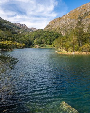 Picturesque alpine lake at Ferrera Moncenisio, located in Susa Valley near the Col du Mont-Cenis