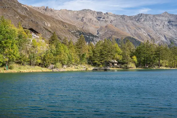 Picturesque alpine lake at Ferrera Moncenisio, located in Susa Valley near the Col du Mont-Cenis