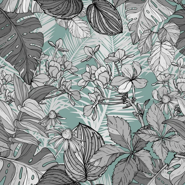 Wildpflanzen Blumenmuster Hand Zeichnen Blumen Nahtloser Hintergrund Für Modedrucke Vektorillustration — Stockvektor
