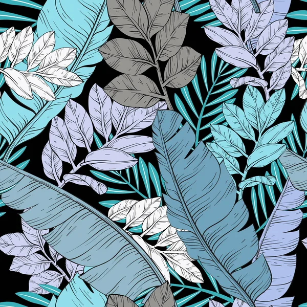 Jungle Leaves Pattern Design Tropischer Druck Vektorillustration — Stockvektor