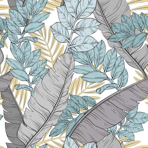 Дизайн Листьев Пальмовых Джунглей Тропическая Печать Векторная Иллюстрация — стоковый вектор