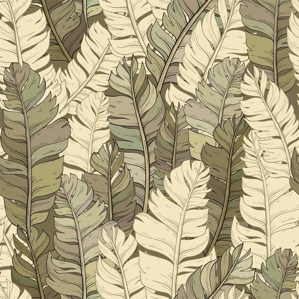 Tropischer Dschungel Blatt Nahtlosen Vektor Floralen Muster Hintergrund — Stockvektor